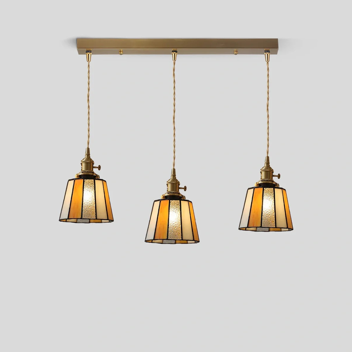Feyran Vintage Brass Glass Pendant Light