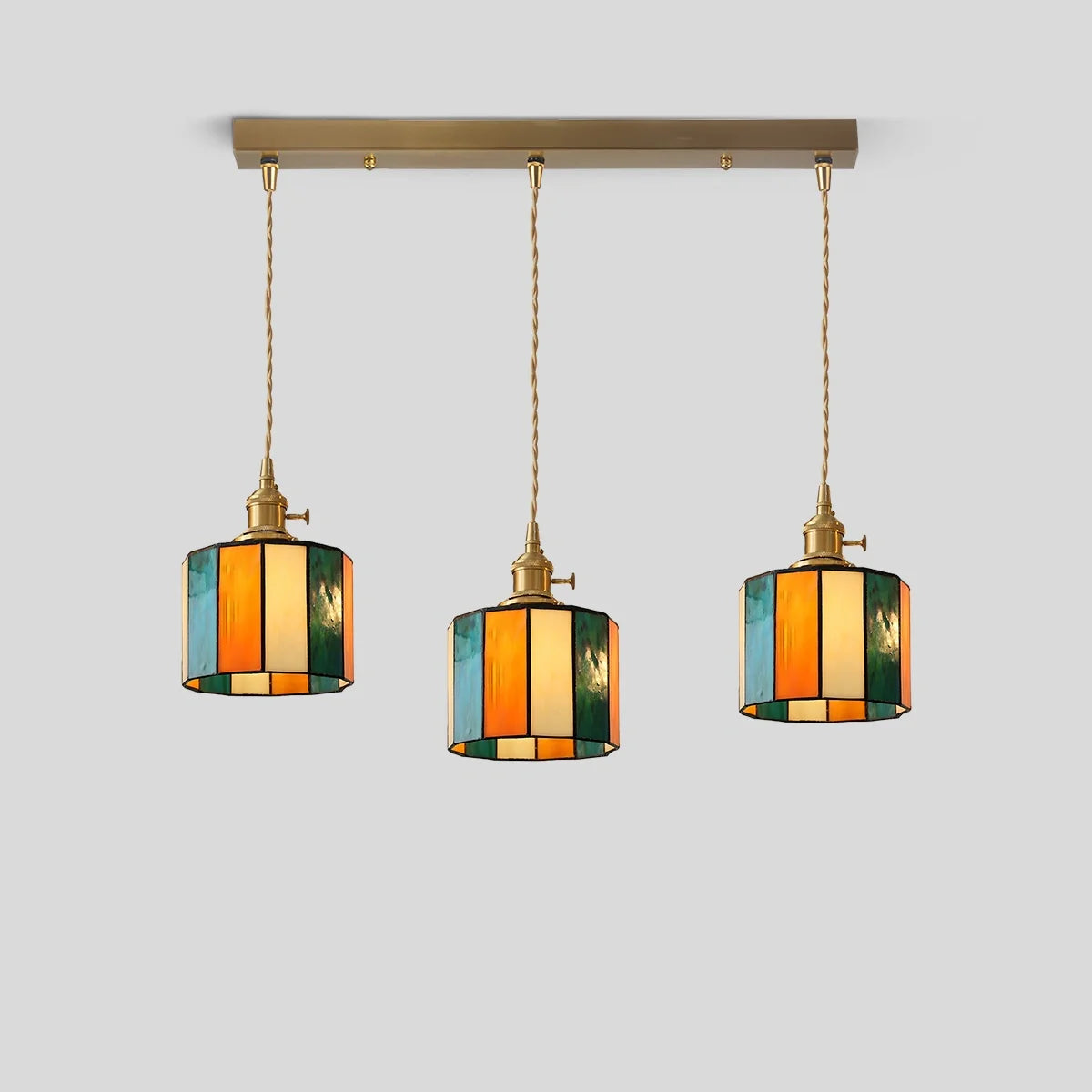 Feyran Vintage Brass Glass Pendant Light