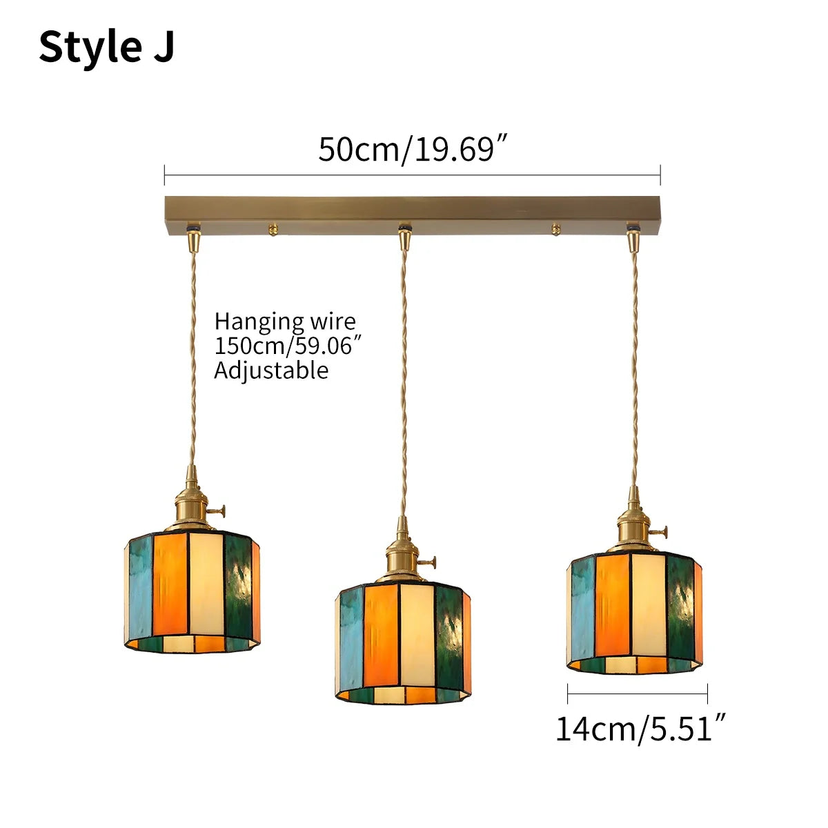 Feyran Vintage Brass Glass Pendant Light