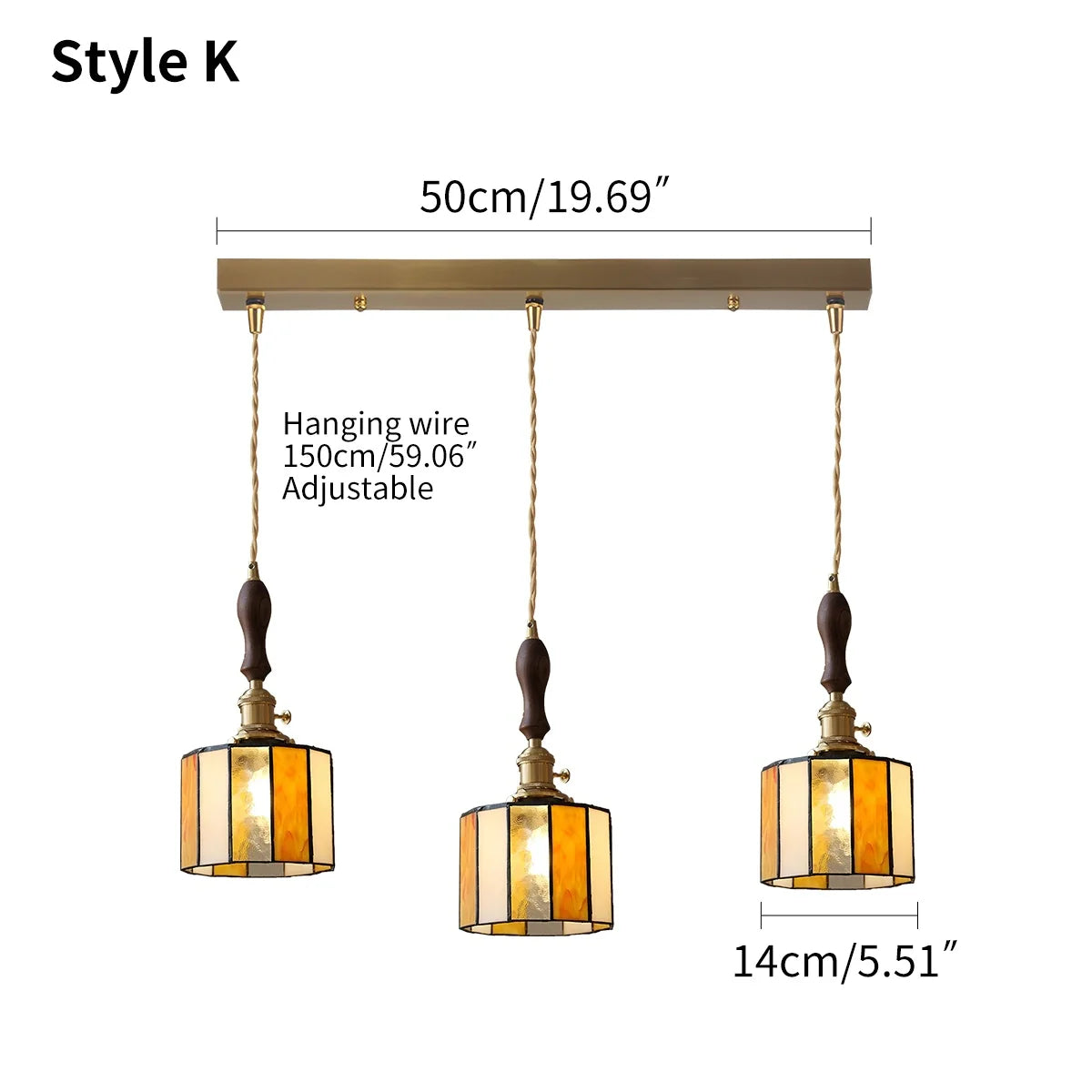 Feyran Vintage Brass Glass Pendant Light