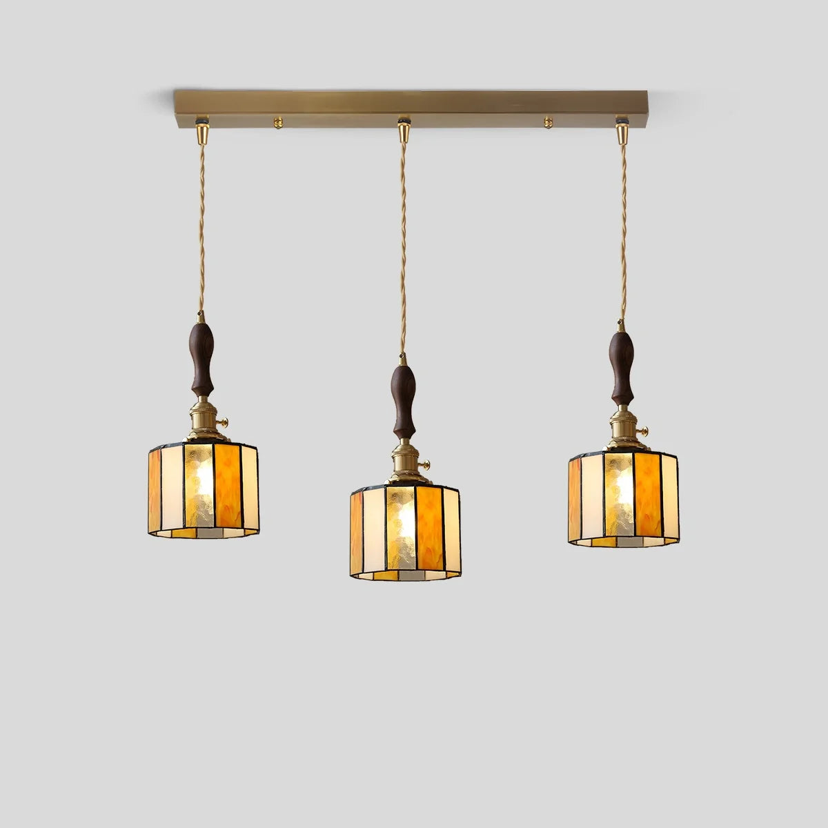 Feyran Vintage Brass Glass Pendant Light