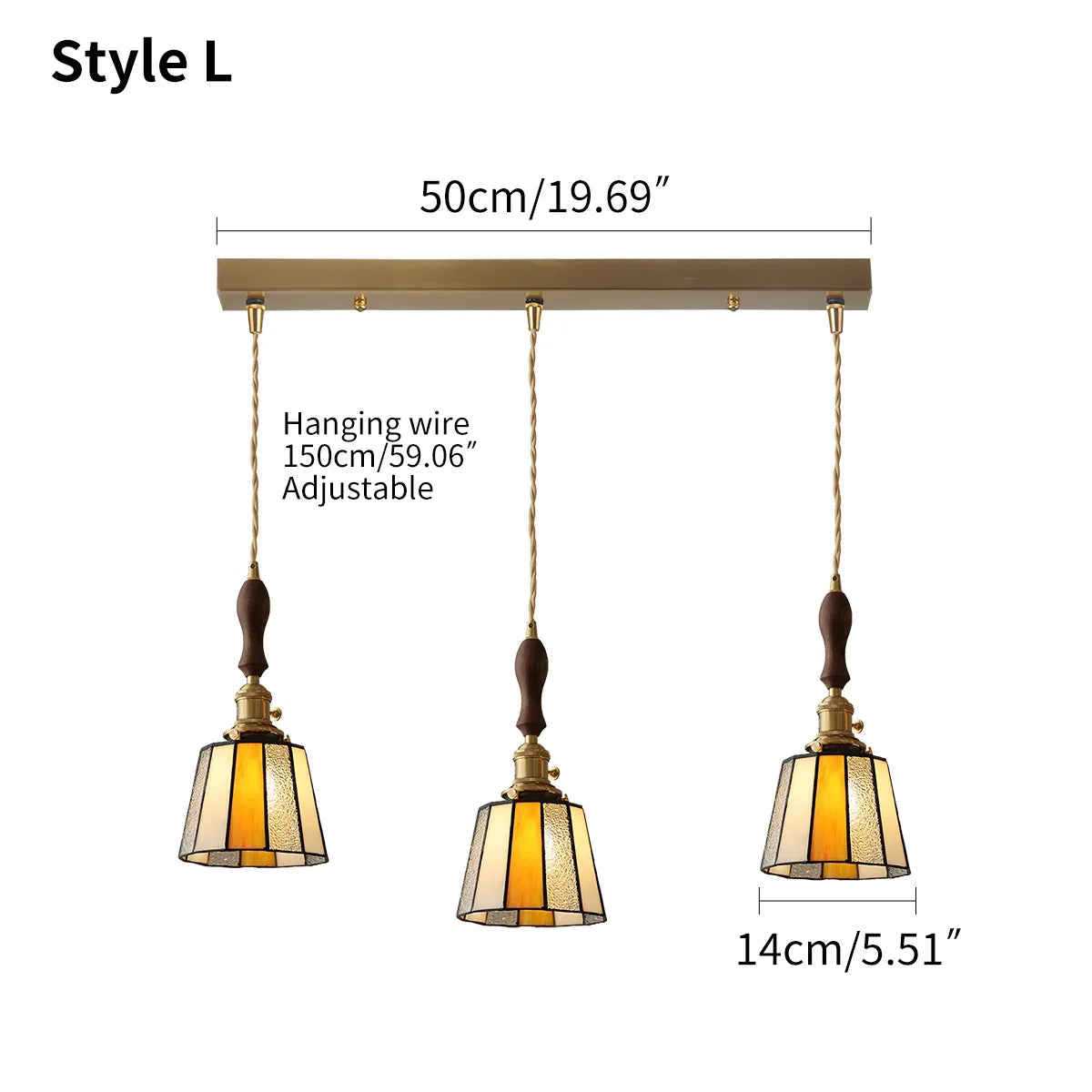 Feyran Vintage Brass Glass Pendant Light