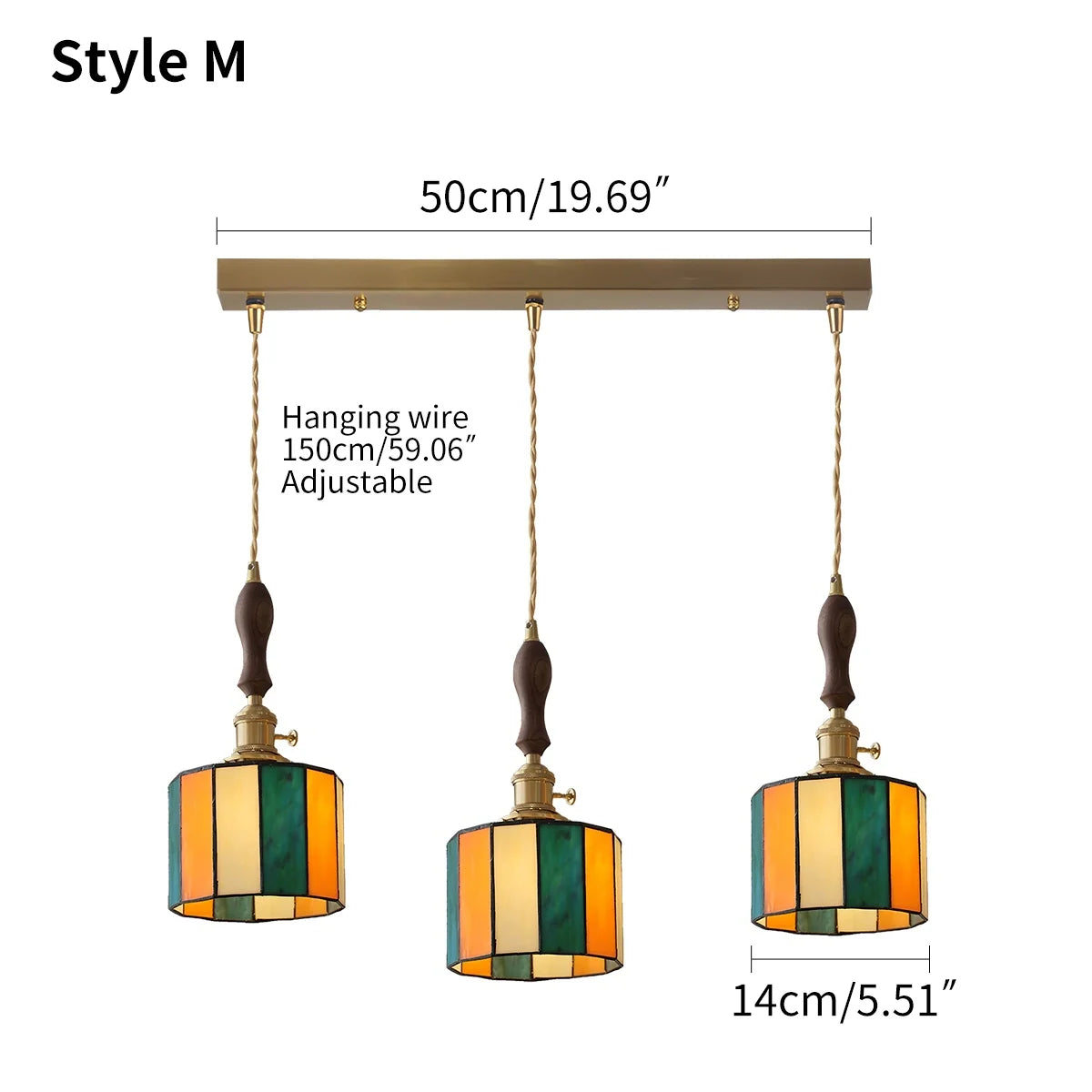 Feyran Vintage Brass Glass Pendant Light