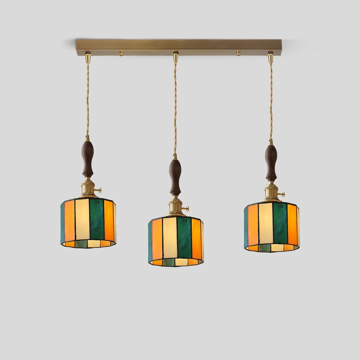 Feyran Vintage Brass Glass Pendant Light