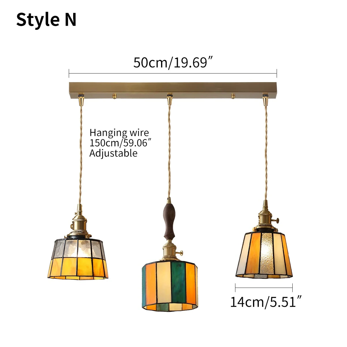 Feyran Vintage Brass Glass Pendant Light