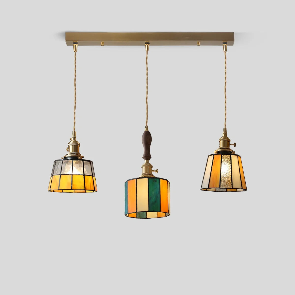 Feyran Vintage Brass Glass Pendant Light