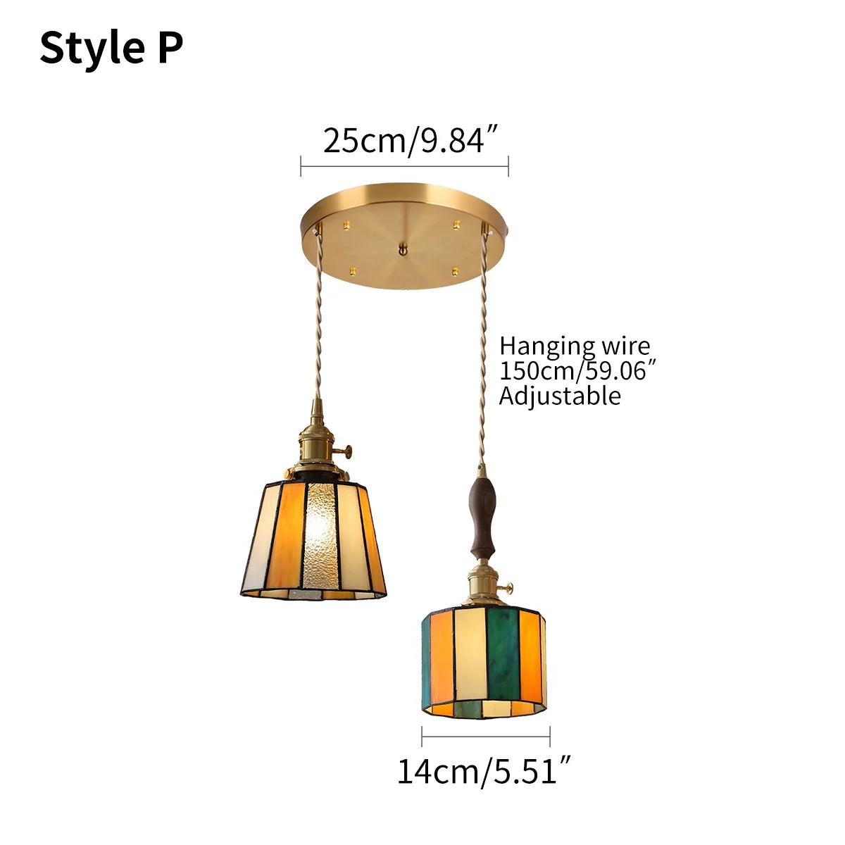 Feyran Vintage Brass Glass Pendant Light