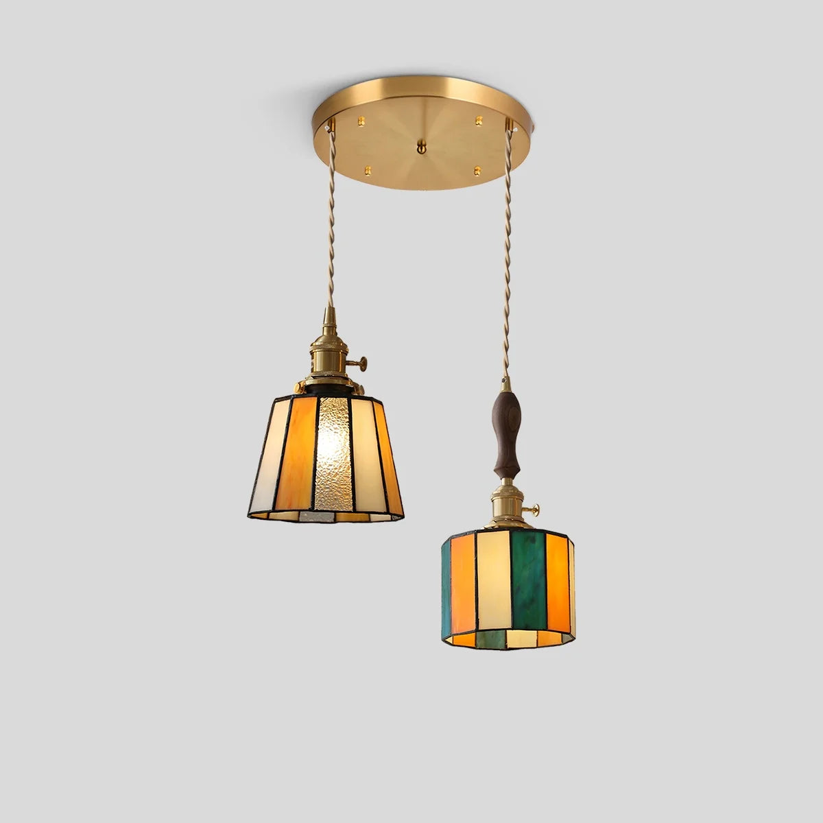 Feyran Vintage Brass Glass Pendant Light