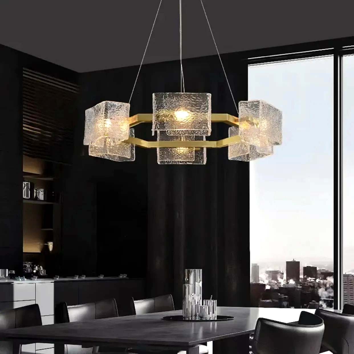 Feyran Textured Glass Round Chandelier