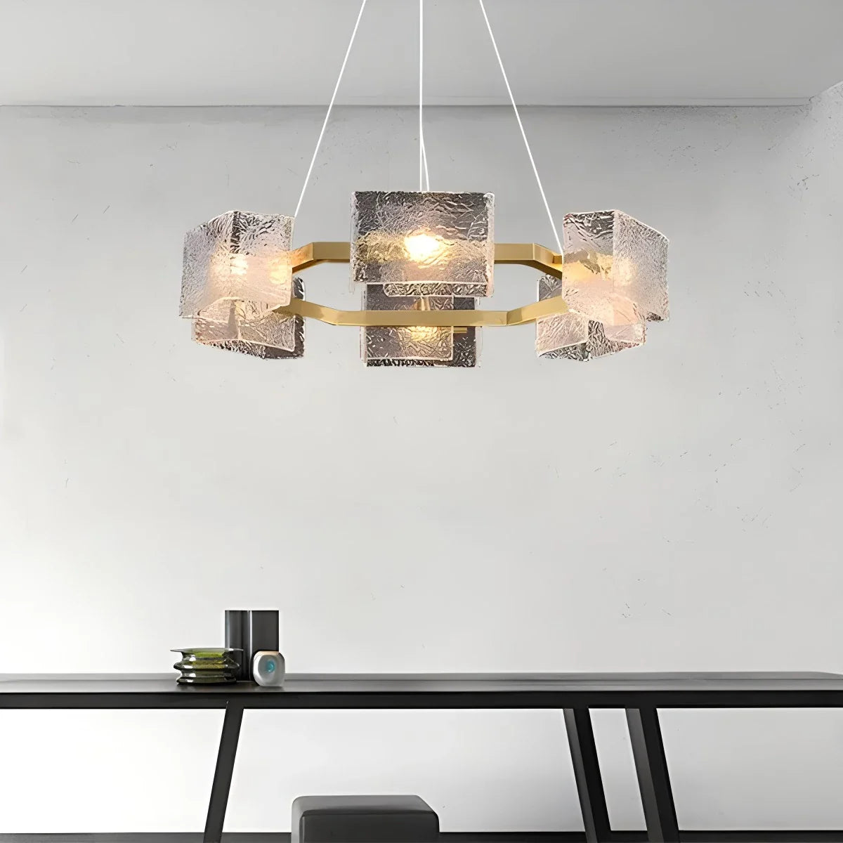 Feyran Textured Glass Round Chandelier