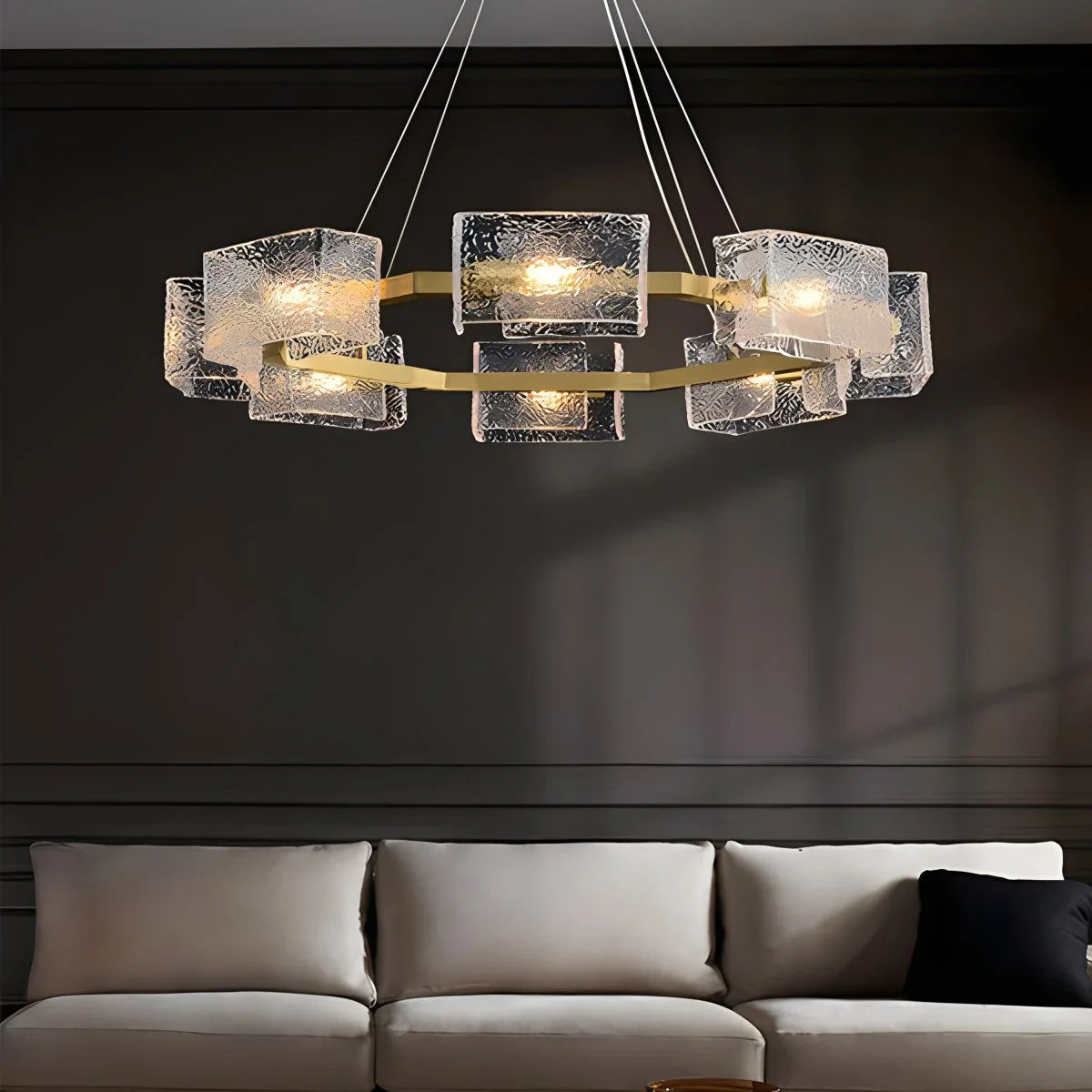Feyran Textured Glass Round Chandelier