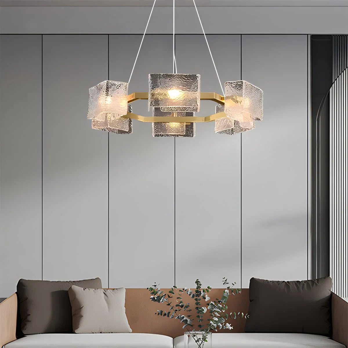 Feyran Textured Glass Round Chandelier
