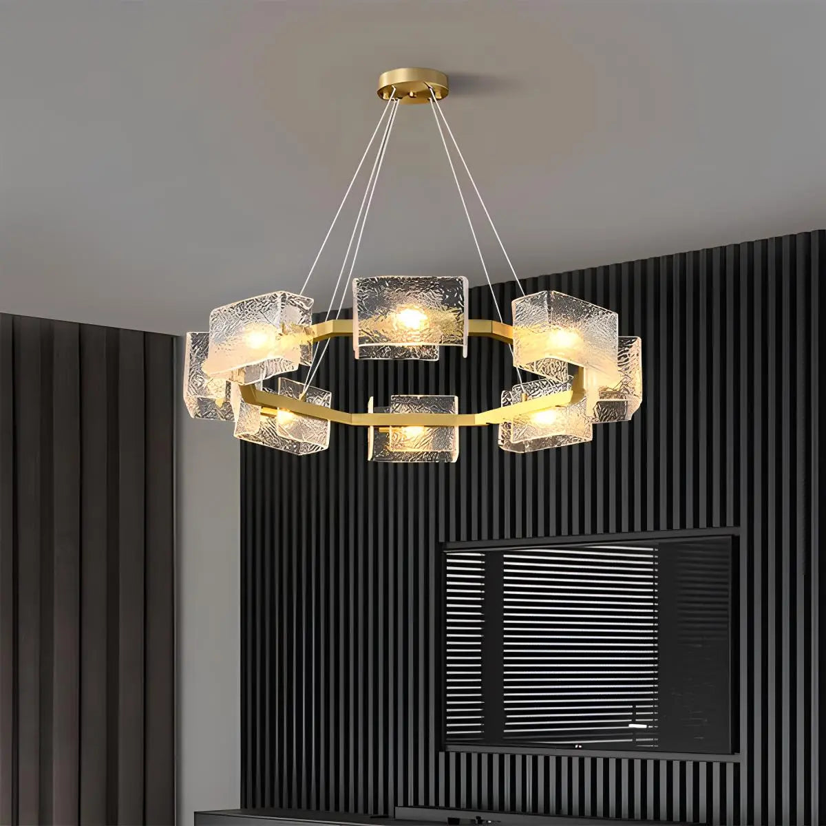 Feyran Textured Glass Round Chandelier