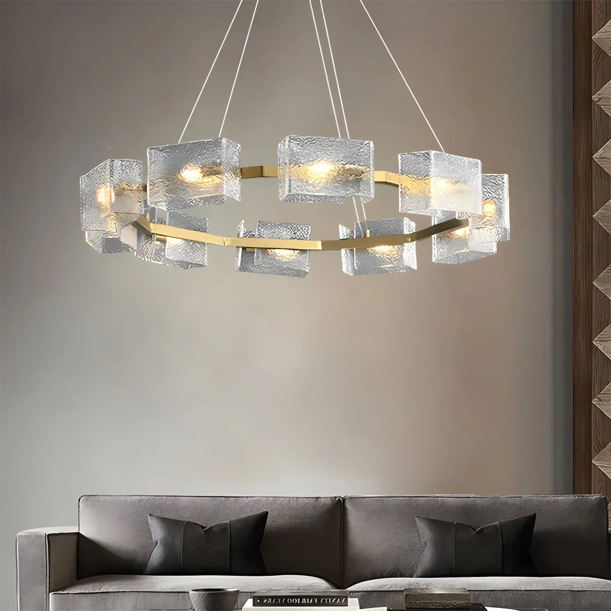 Feyran Textured Glass Round Chandelier