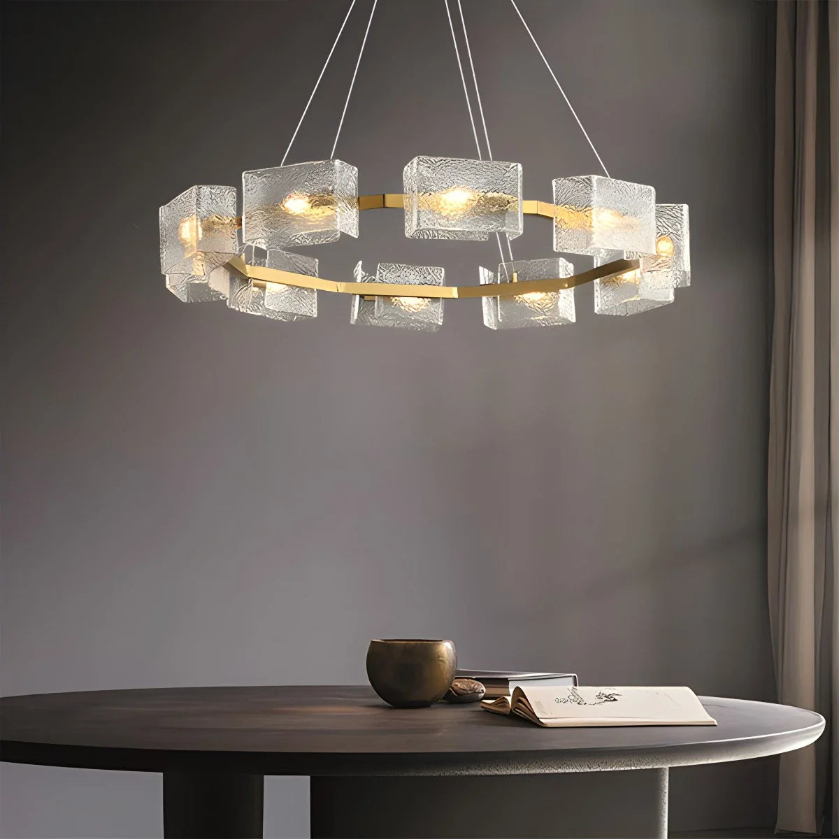 Feyran Textured Glass Round Chandelier
