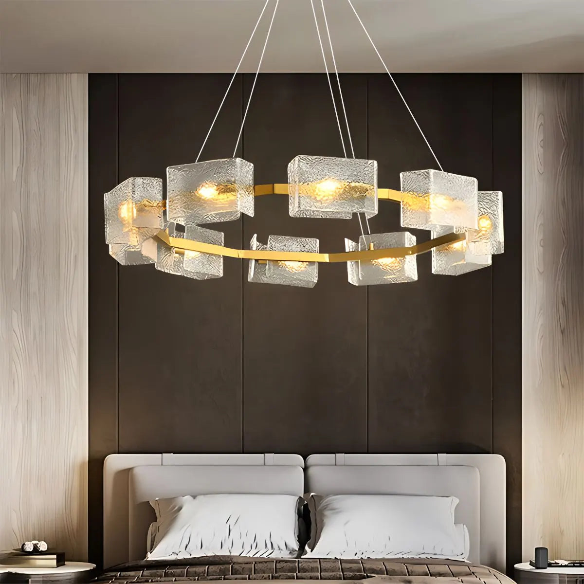 Feyran Textured Glass Round Chandelier