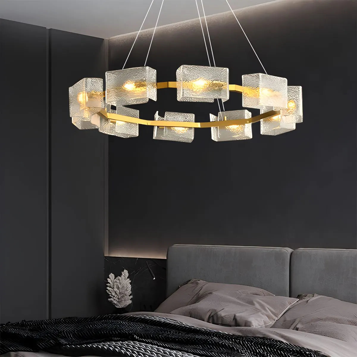 Feyran Textured Glass Round Chandelier