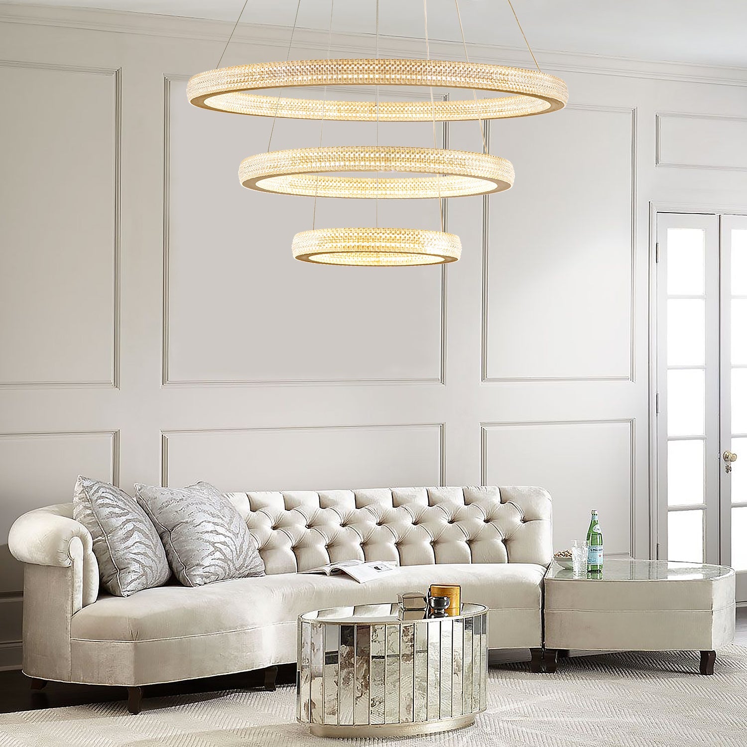 Three Rings Gold LED Chandelier - living Room | Feyran