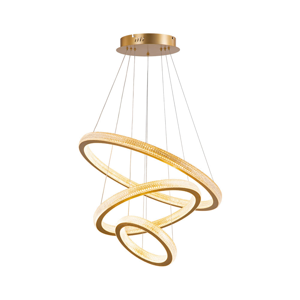 Three Rings Gold LED Chandelier - white background | Feyran