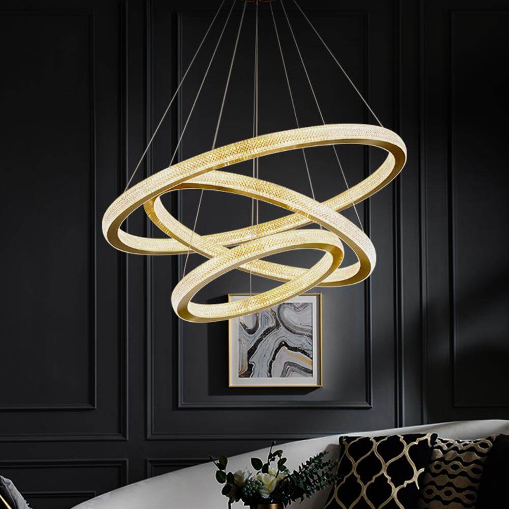 Three Rings Gold LED Chandelier - Dining Room | Feyran