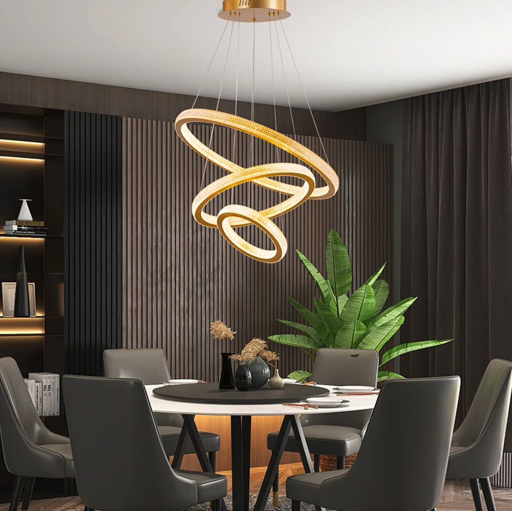 Three Rings Gold LED Chandelier - Dining Room | Feyran