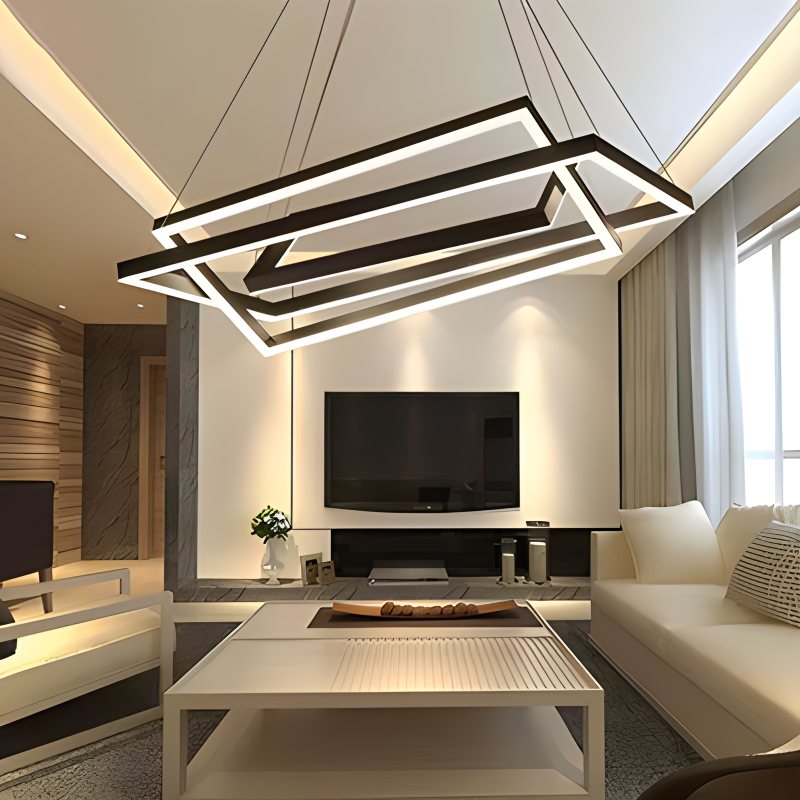 Feyran Modern Black Tiered Rectangular Chandelier