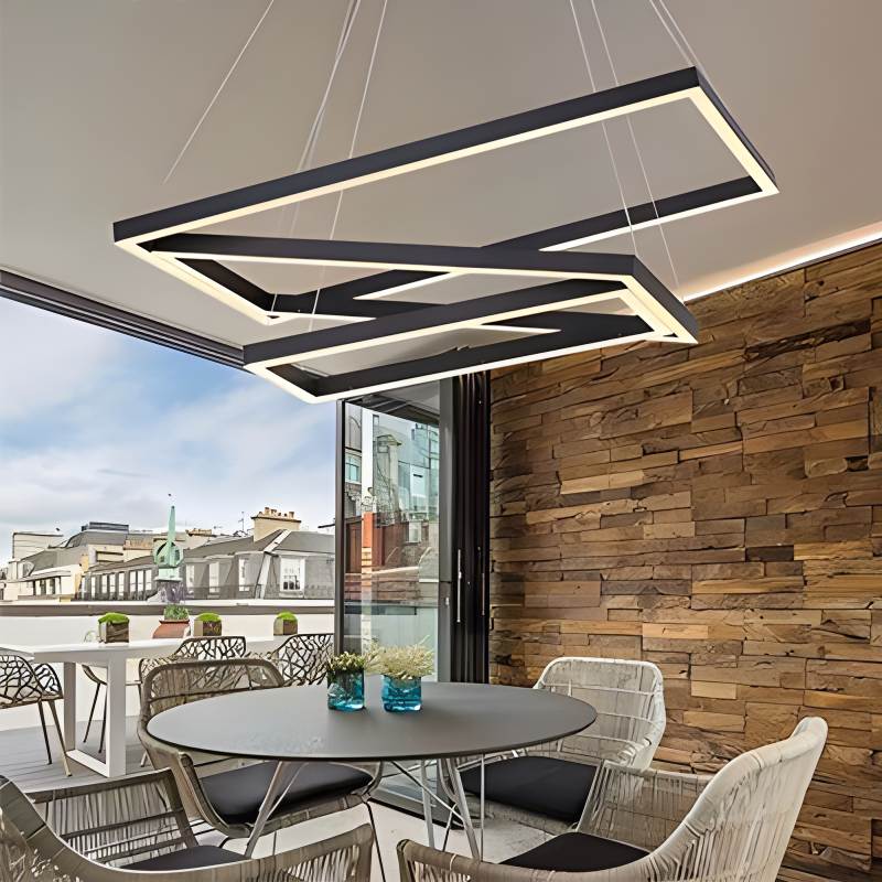 Feyran Modern Black Tiered Rectangular Chandelier