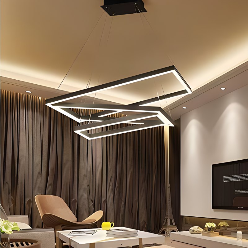 Feyran Modern Black Tiered Rectangular Chandelier