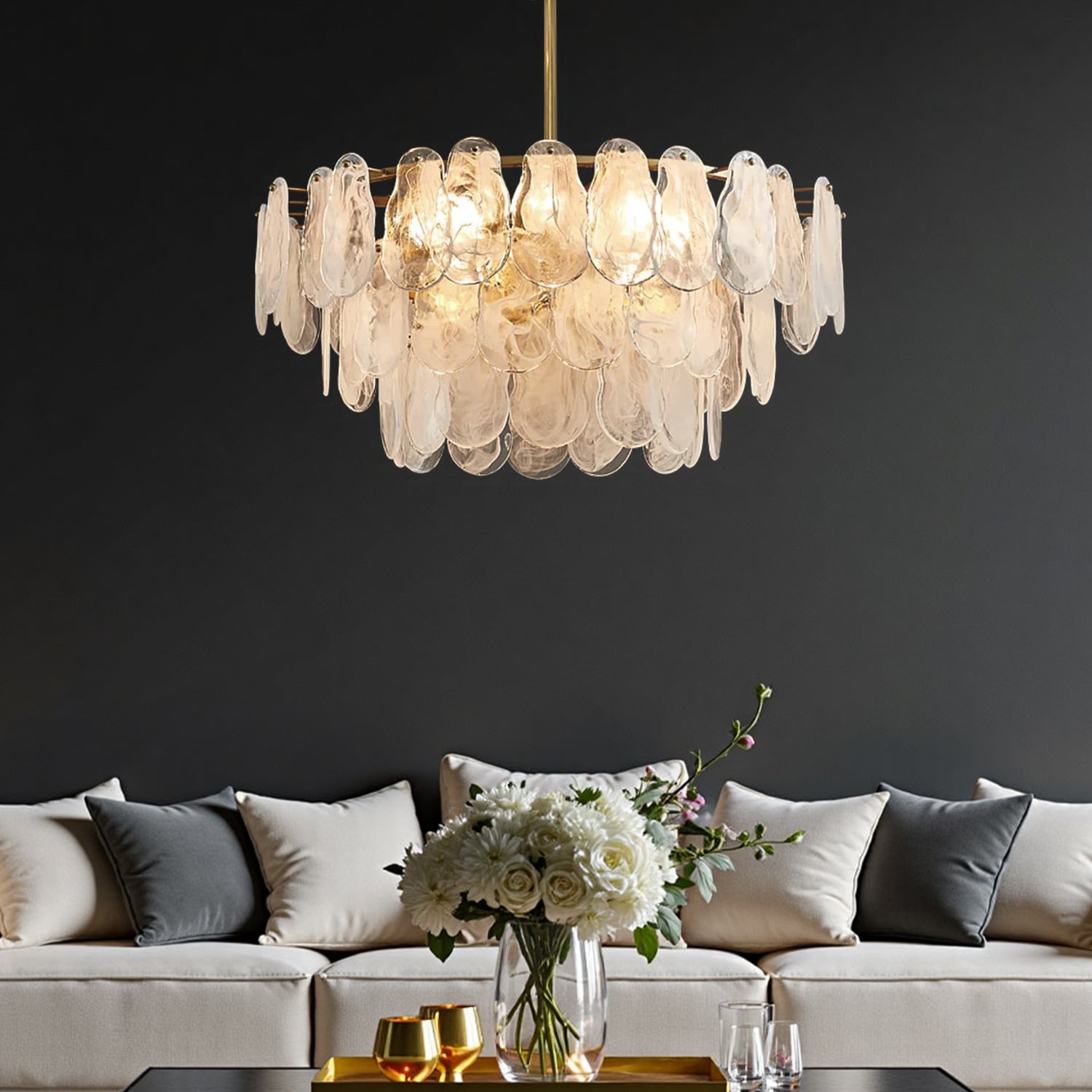 Tiered Cloud Glass Chandelier 8 Lights - Feyran