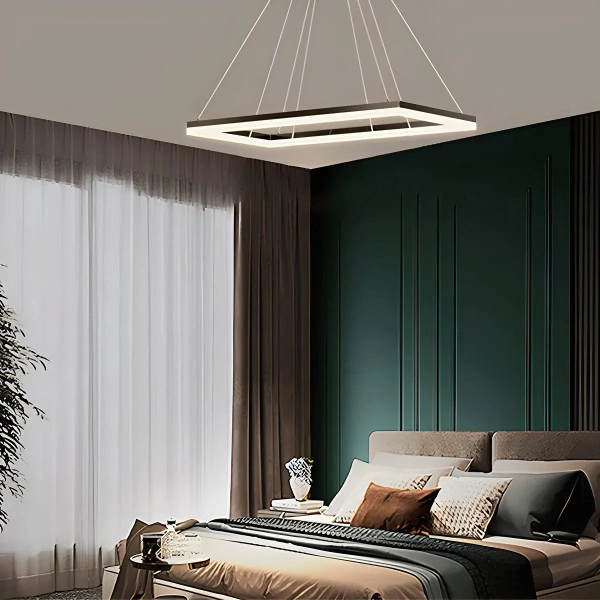 Feyran Modern Black Tiered Rectangular Chandelier