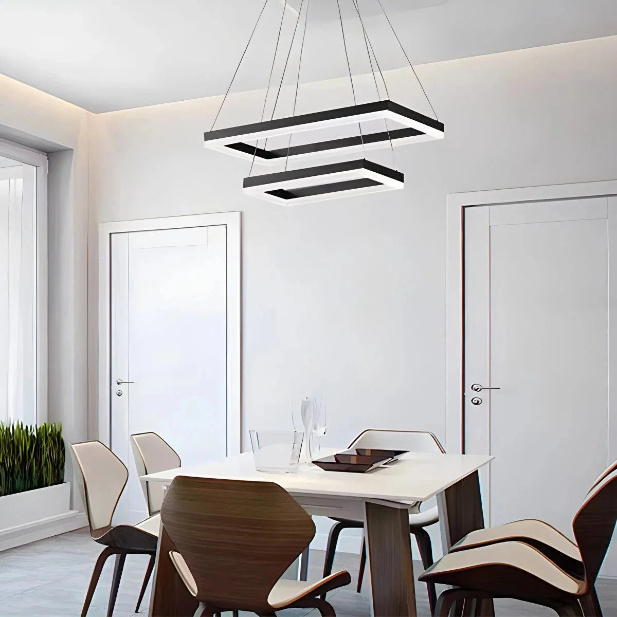 Feyran Modern Black Tiered Rectangular Chandelier