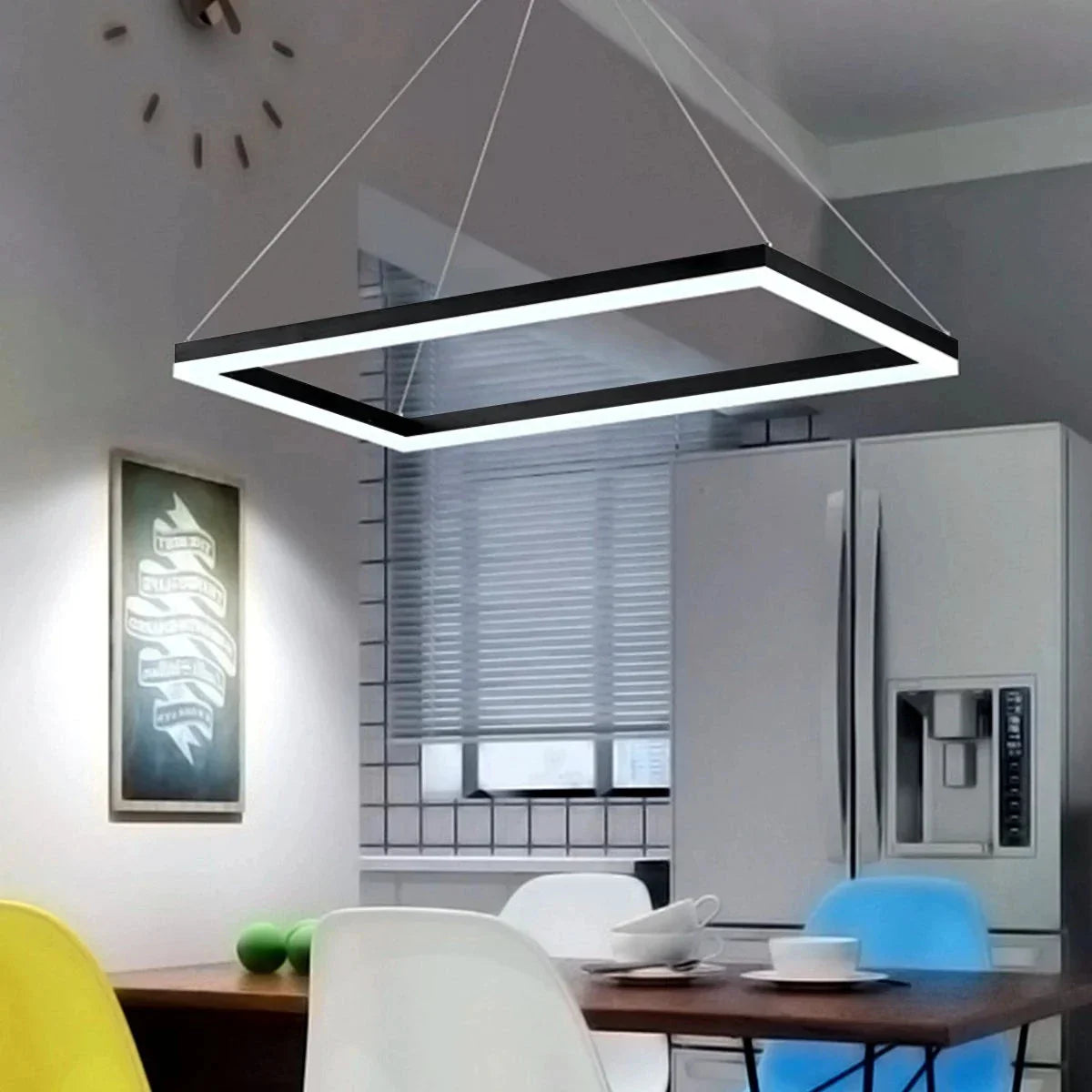 Feyran Modern Black Tiered Rectangular Chandelier