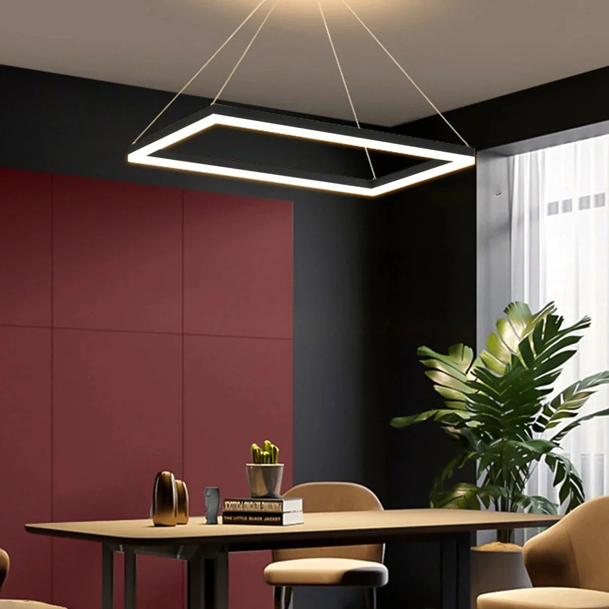 Feyran Modern Black Tiered Rectangular Chandelier