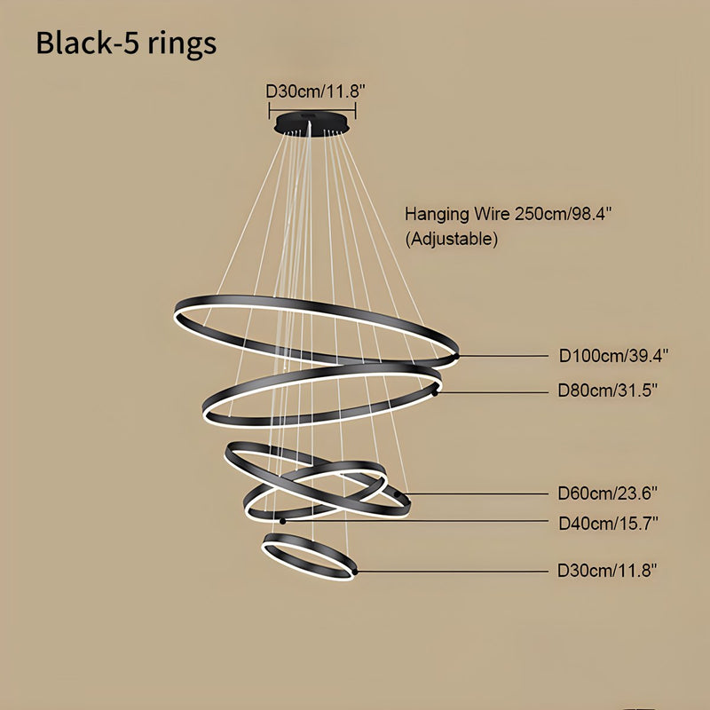 Feyran Tiered Ring Chandelier with Multi-Layer Rings