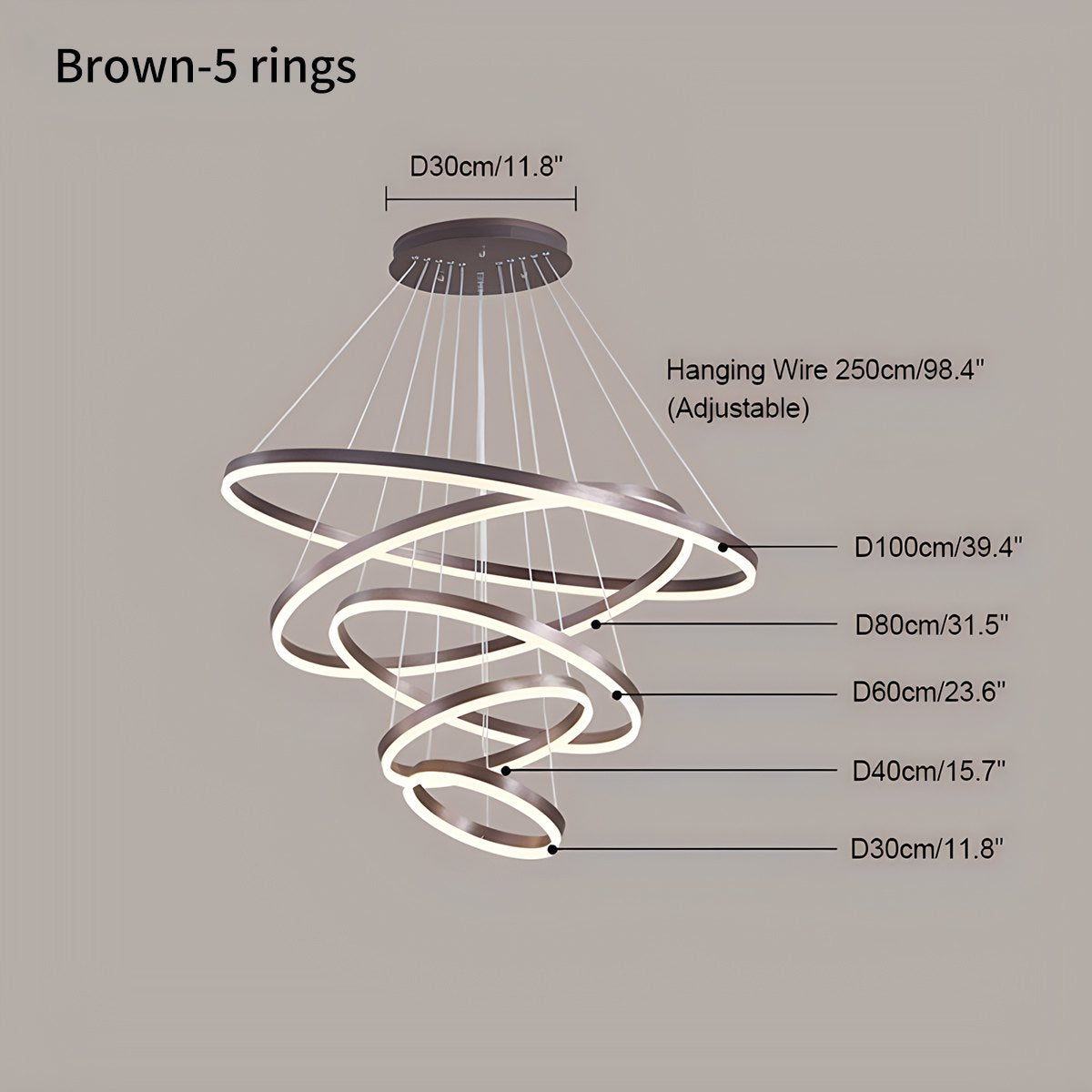 Feyran Tiered Ring Chandelier with Multi-Layer Rings