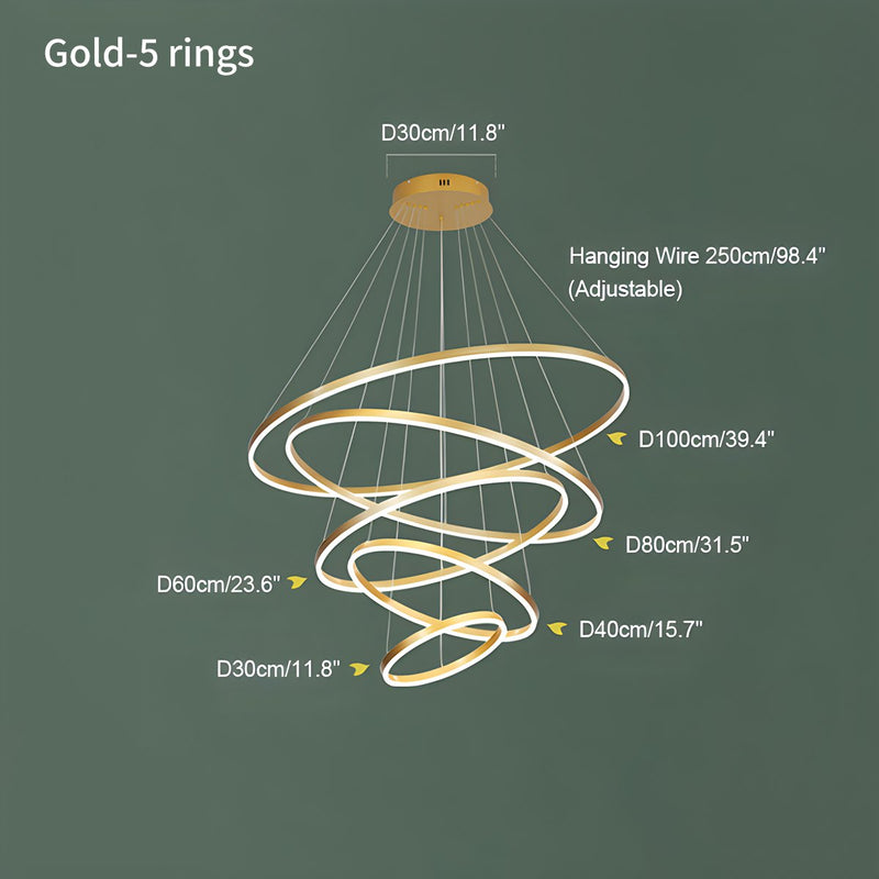 Feyran Tiered Ring Chandelier with Multi-Layer Rings