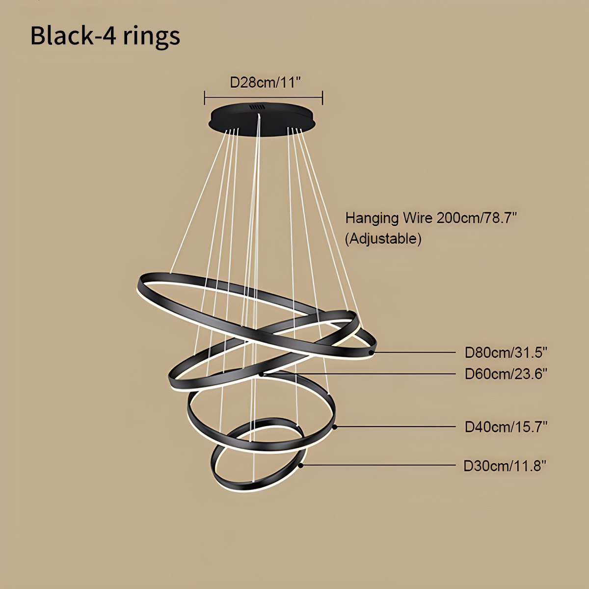 Feyran Tiered Ring Chandelier with Multi-Layer Rings