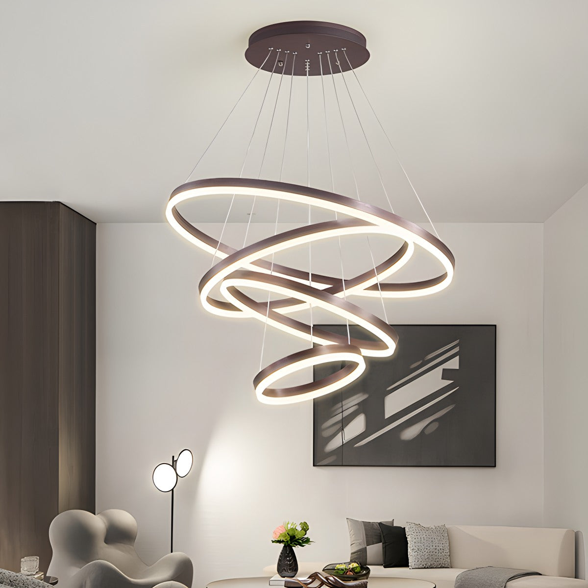 Feyran Tiered Ring Chandelier with Multi-Layer Rings