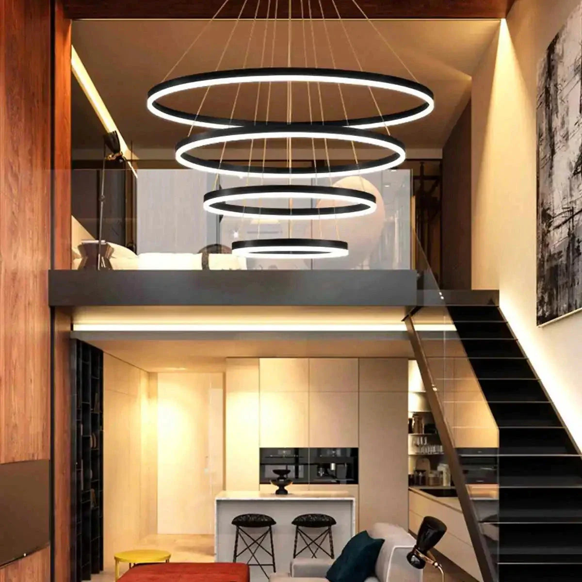 Feyran Tiered Ring Chandelier with Multi-Layer Rings