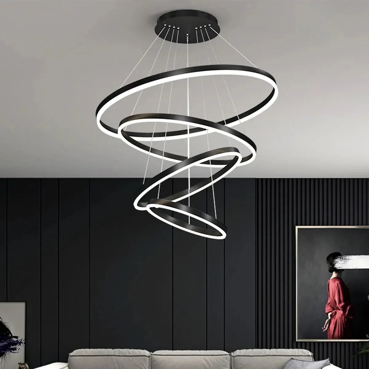 Feyran Tiered Ring Chandelier with Multi-Layer Rings