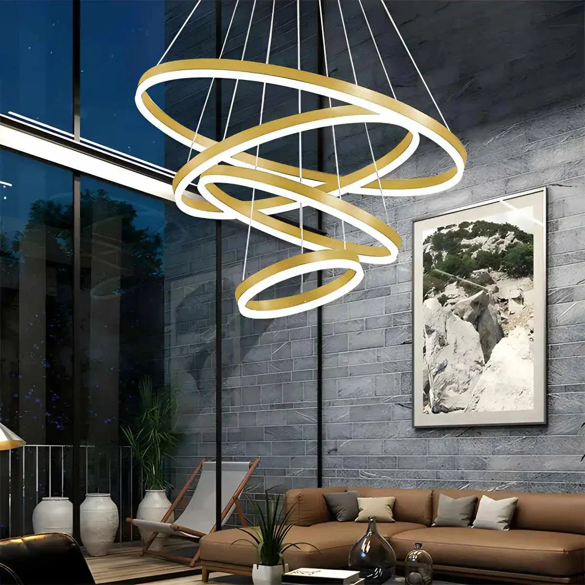 Feyran Tiered Ring Chandelier with Multi-Layer Rings