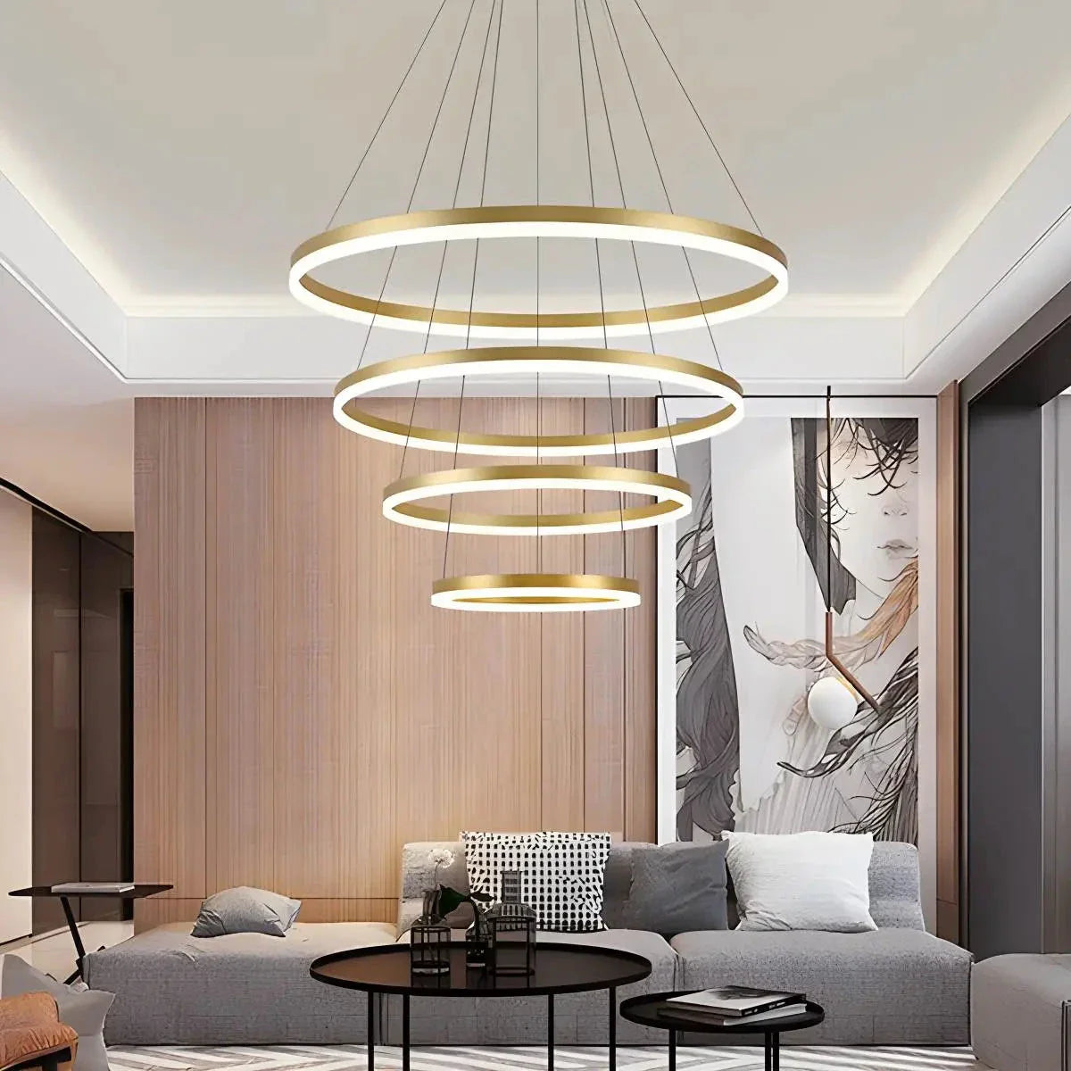 Feyran Tiered Ring Chandelier with Multi-Layer Rings