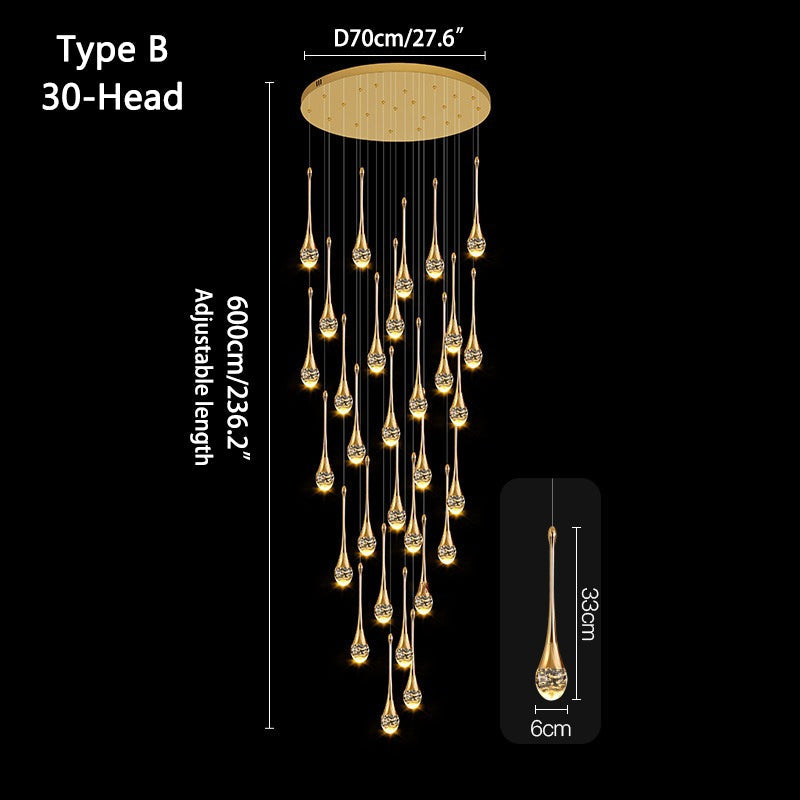 Feyran Luxury Water Drop Pendant Chandelier for Living Room