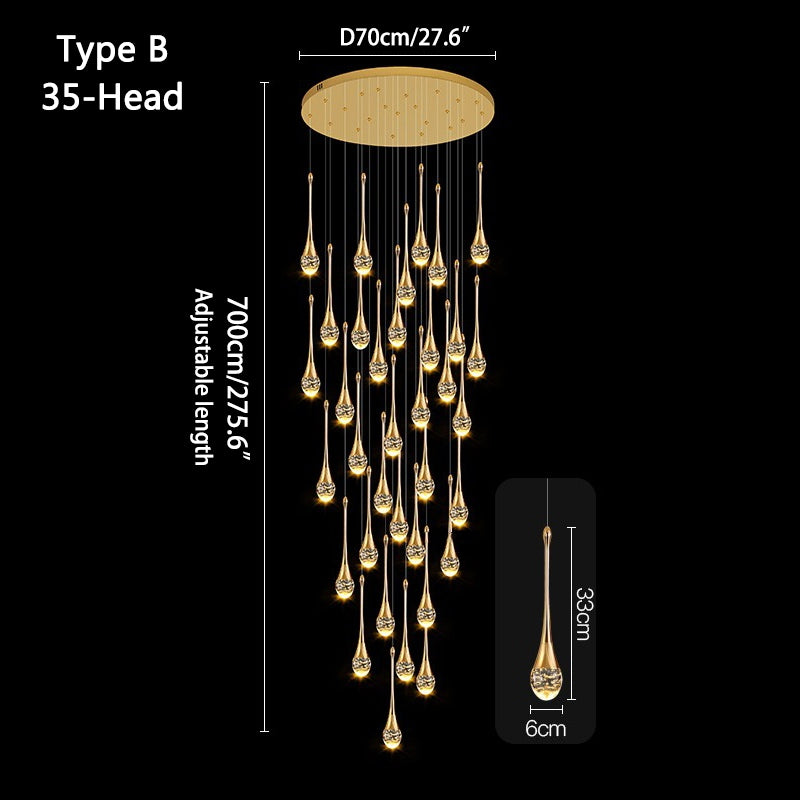 Feyran Luxury Water Drop Pendant Chandelier for Living Room