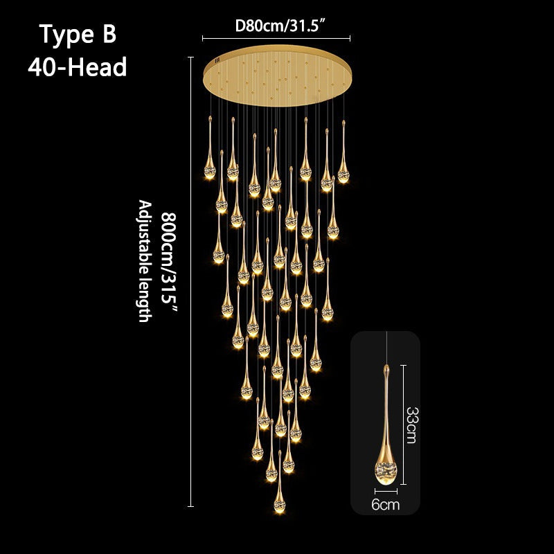Feyran Luxury Water Drop Pendant Chandelier for Living Room