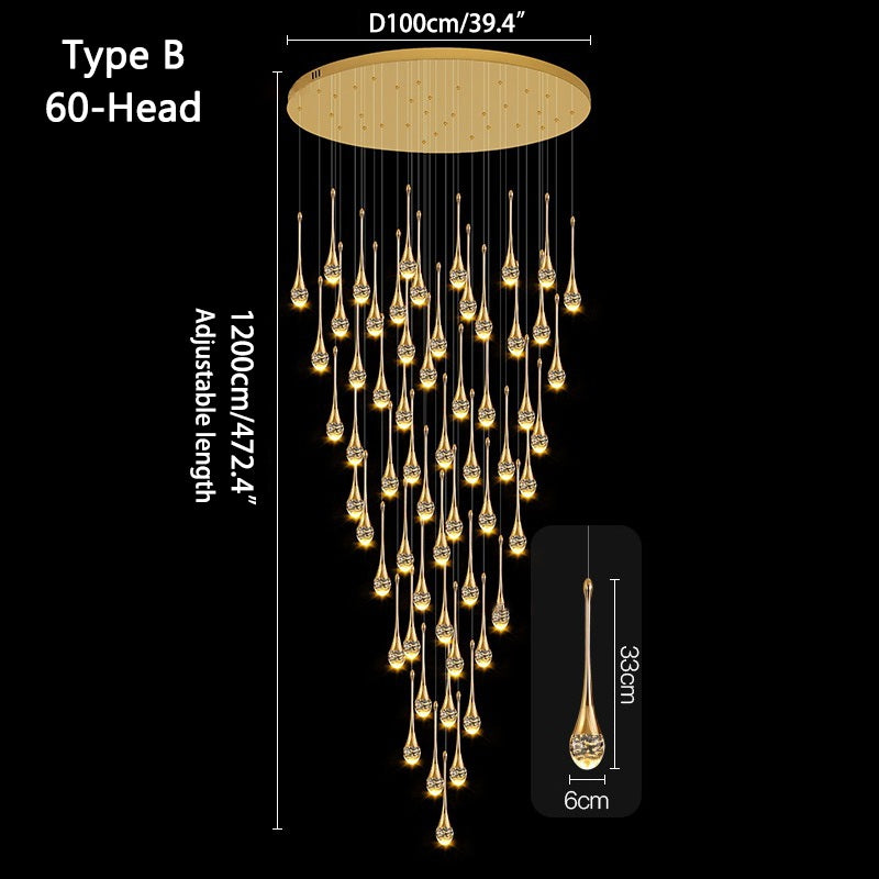 Feyran Luxury Water Drop Pendant Chandelier for Living Room