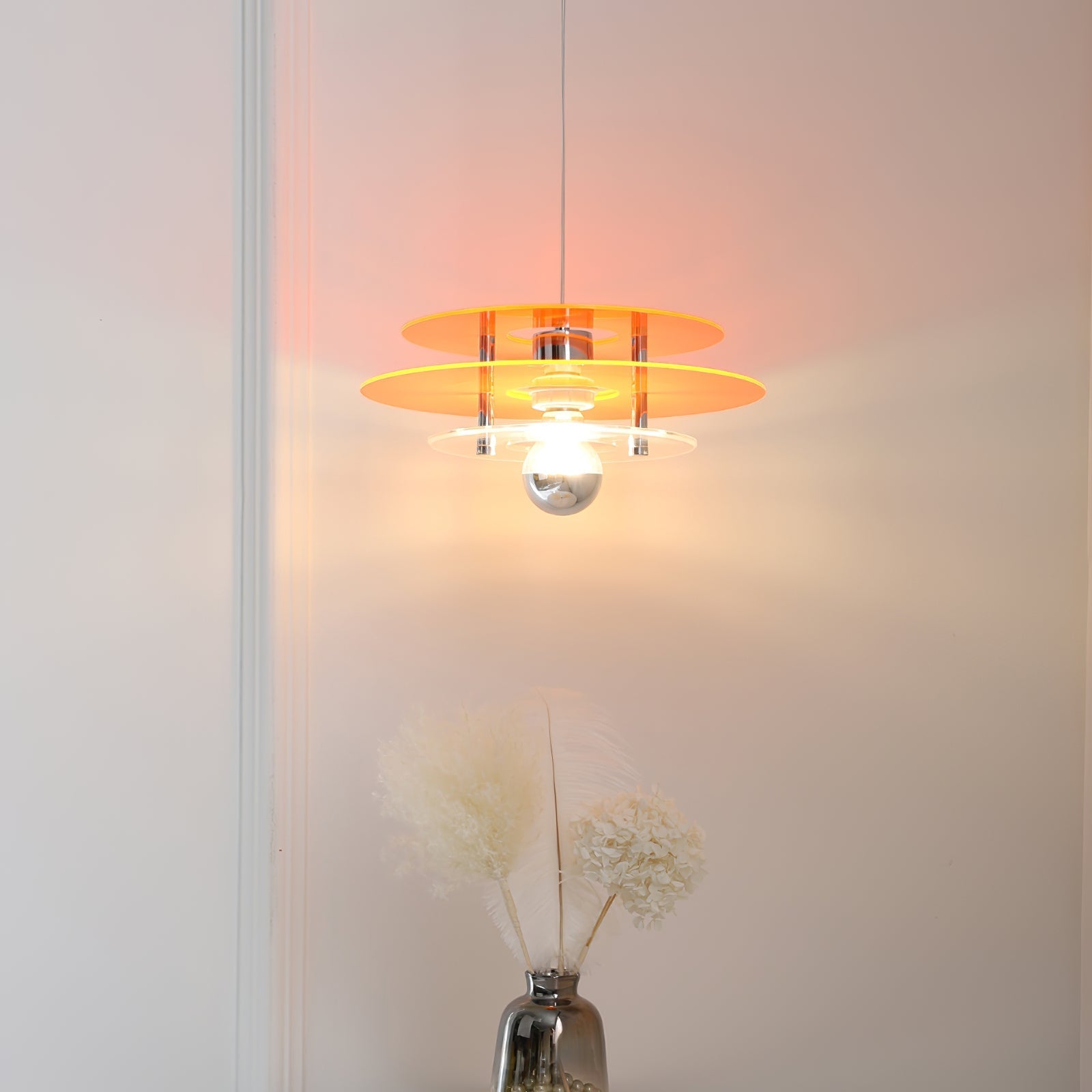Modern Geometric Acrylic Disc Pendant Light - Elegant Reflective Ceiling Fixture