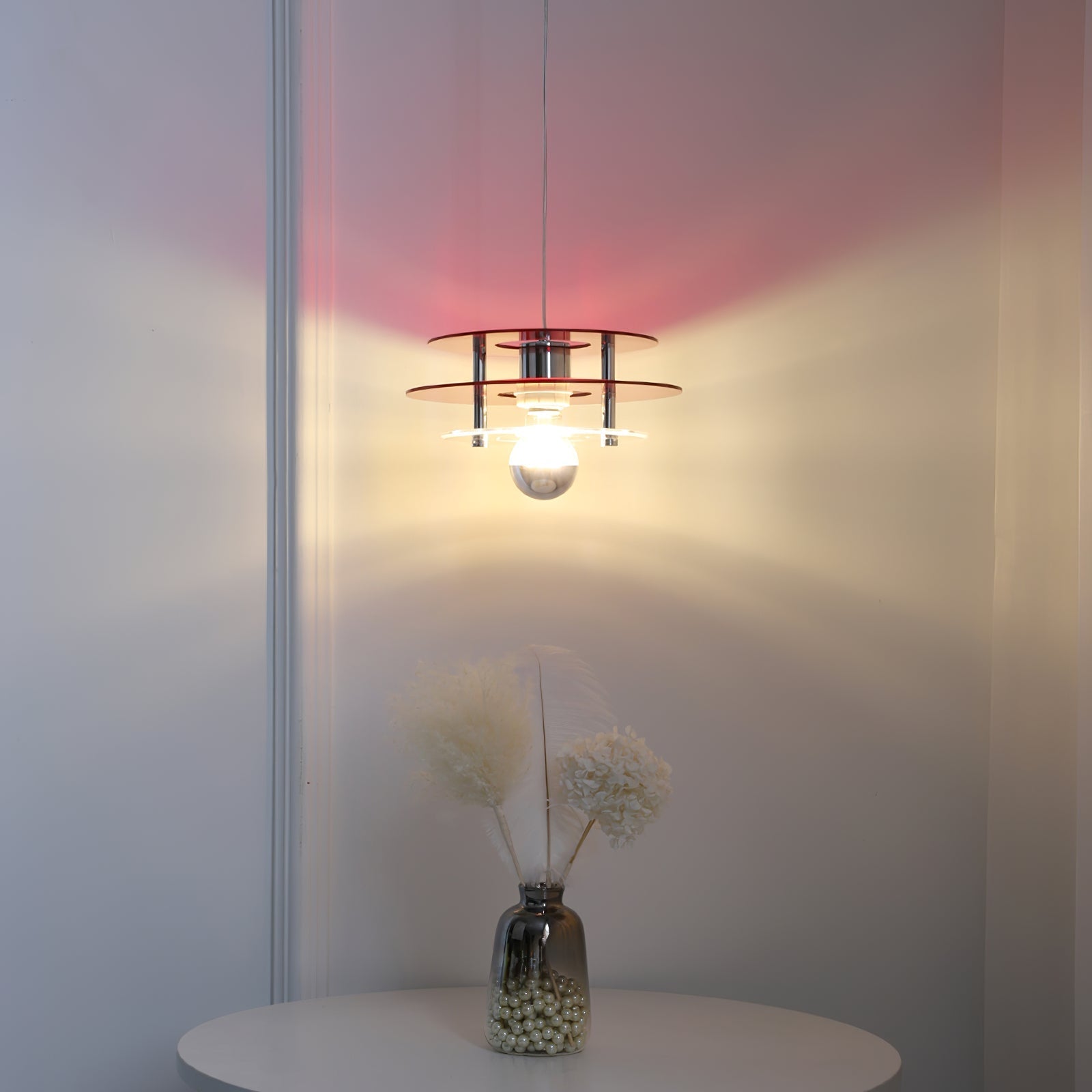 Modern Geometric Acrylic Disc Pendant Light - Elegant Reflective Ceiling Fixture