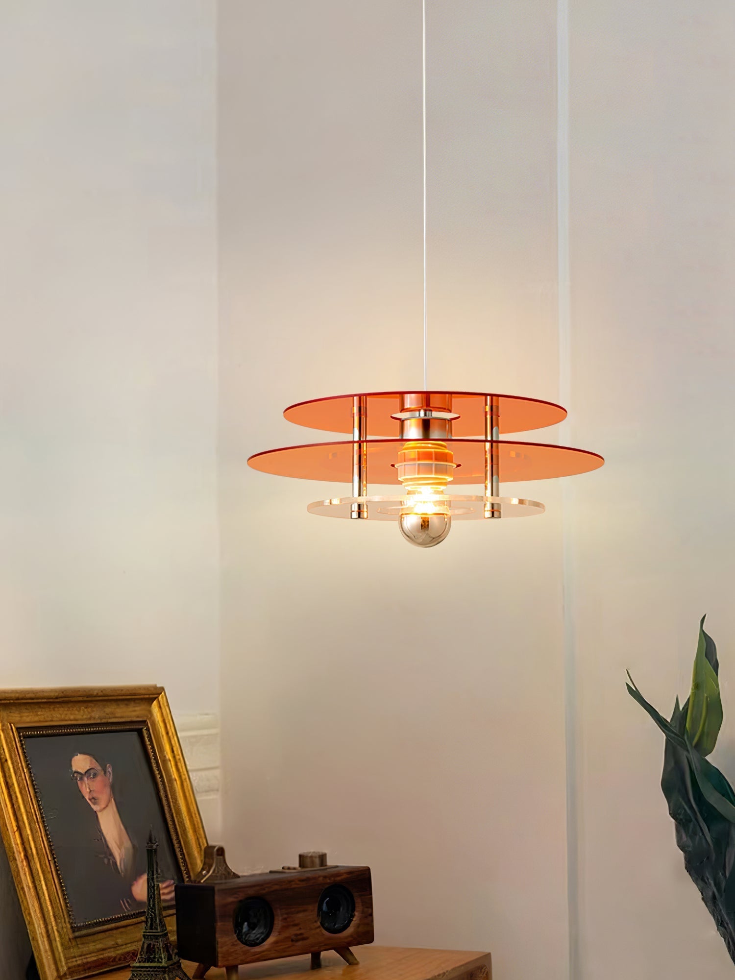 Modern Geometric Acrylic Disc Pendant Light - Elegant Reflective Ceiling Fixture