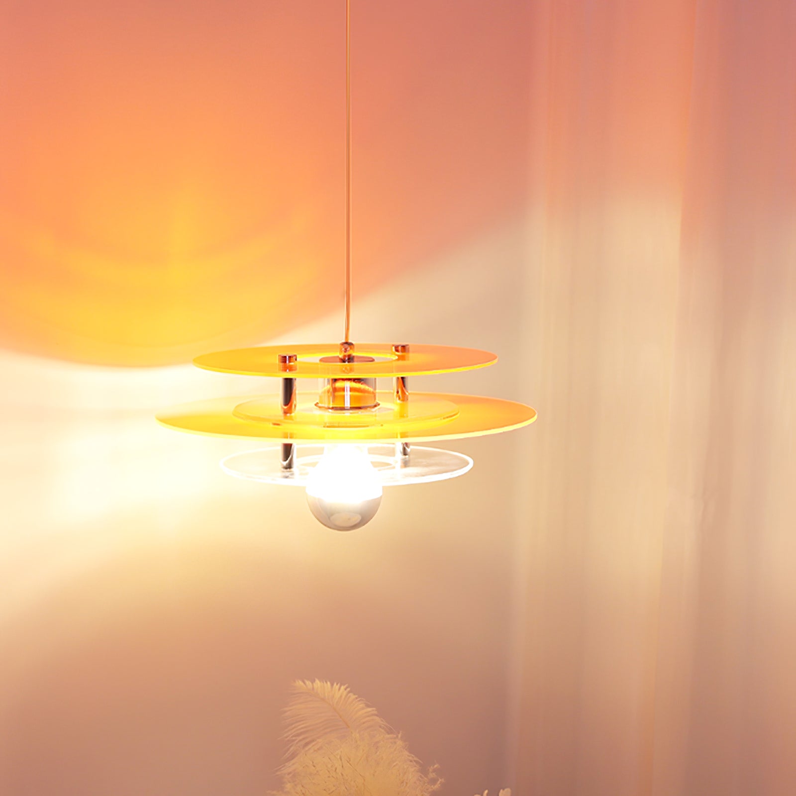 Modern Geometric Acrylic Disc Pendant Light - Elegant Reflective Ceiling Fixture